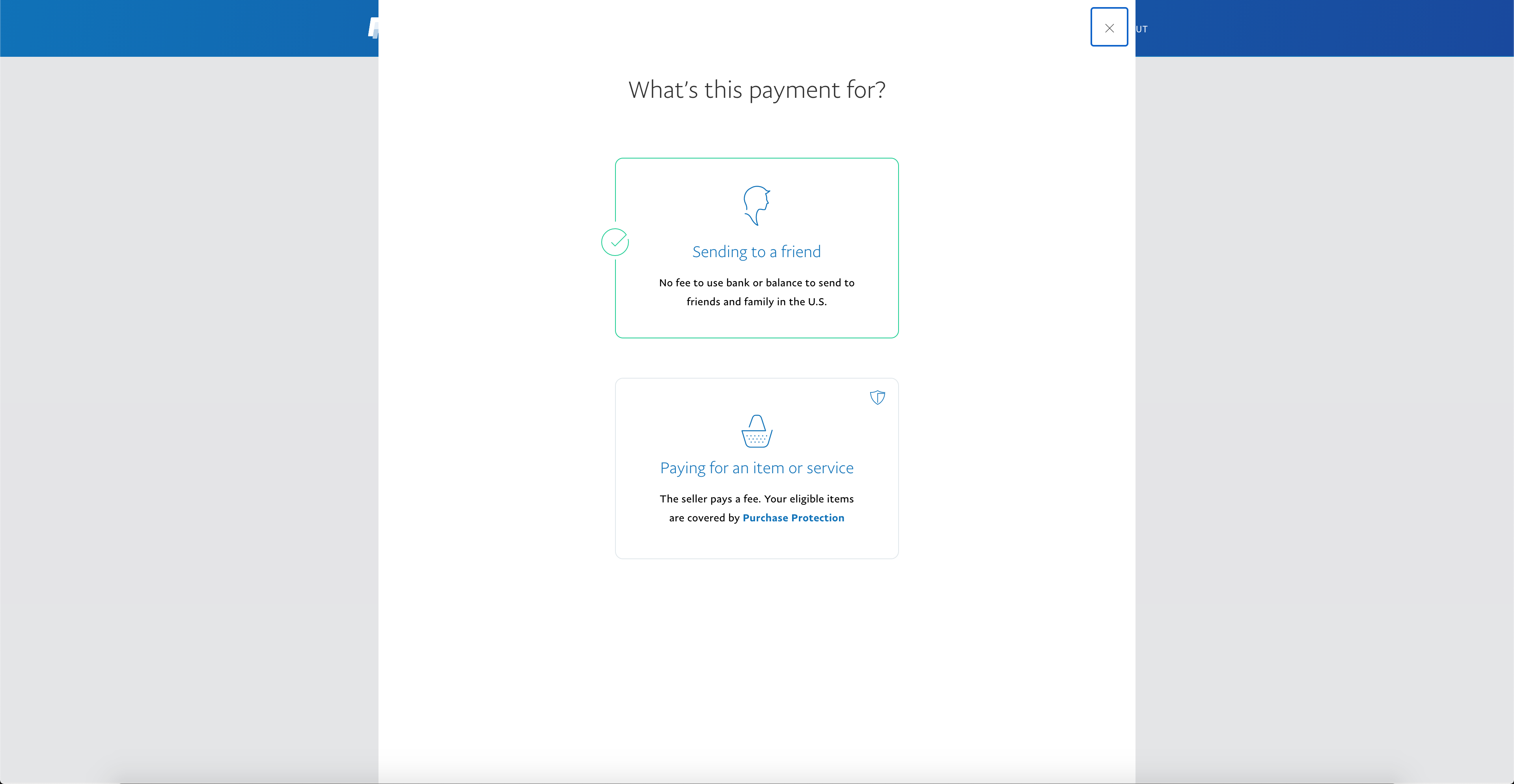 Paypal Instructions - Selecting Send to Friend 2